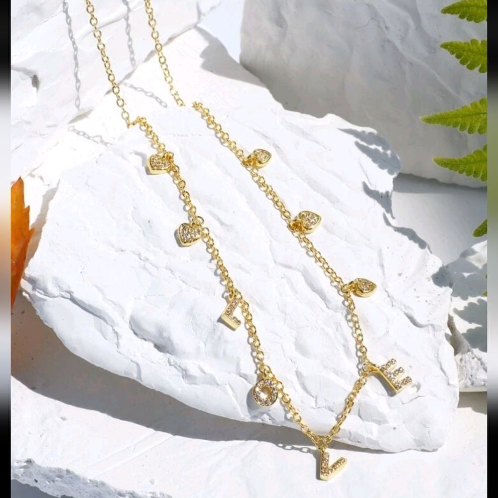 LOVE gold tone necklace casual chic New
